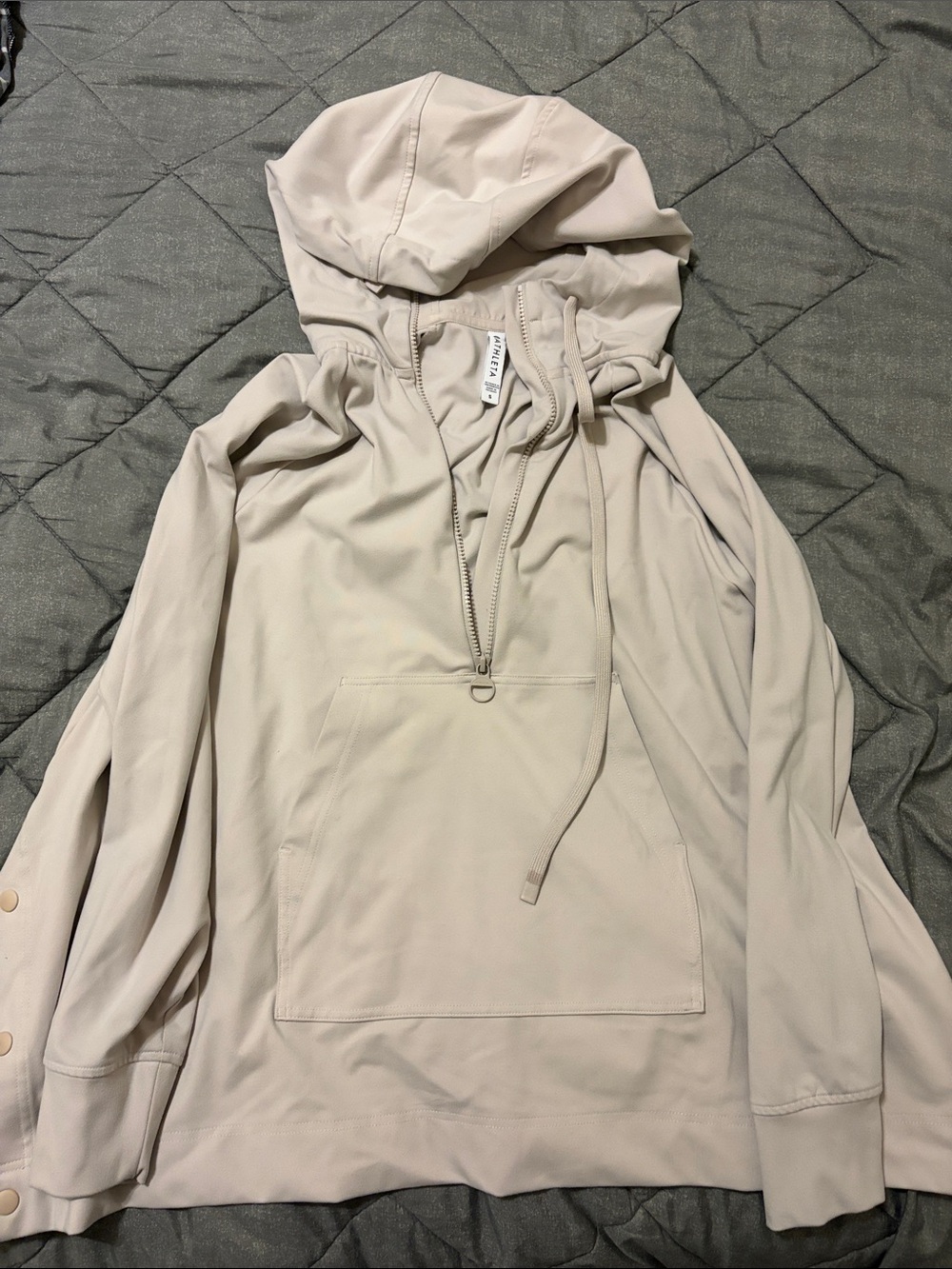 Athleta Light Beige Hooded Pullover Utility Jacket